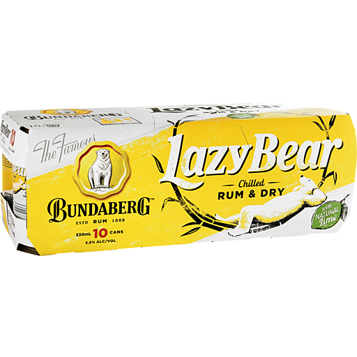 Lazy Bear Rum & Dry Cans 10 Pack 330mL