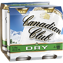 Whisky & Dry Cans 375mL 4 Pack