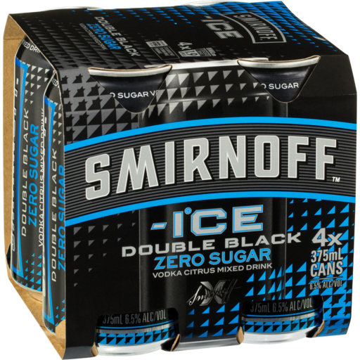 Smirnoff Double Black Zero 375mL 4 Pack | Liberty Liquors