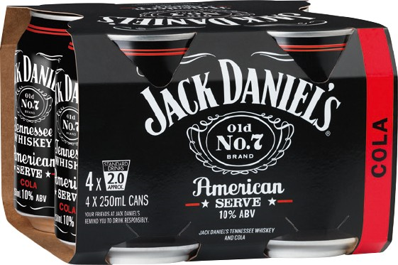 American Serve & Cola Cans 250mL 4 Pack